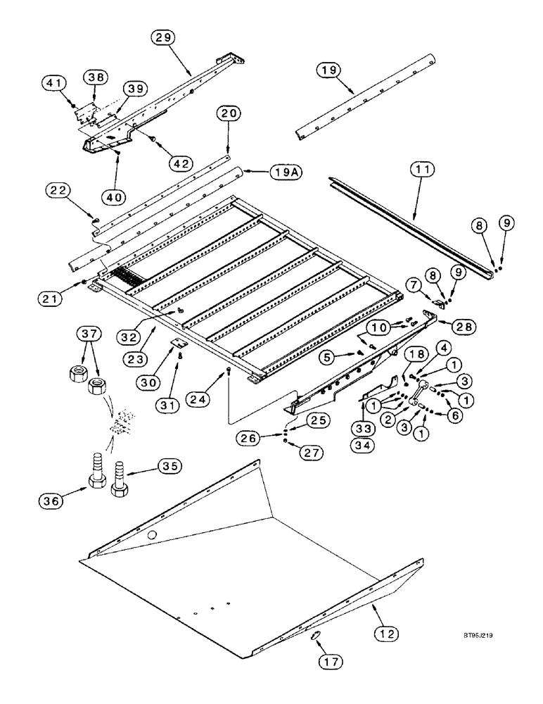Схема запчастей Case IH 2188 - (9B-38) - SHOE SIEVE (14) - ROTOR, CONCANVES & SIEVE