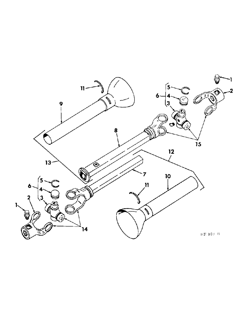Схема запчастей Case IH 5000 - (07-26) - DRIVE TRAIN, UNIVERSAL JOINT HEADER TO CHASSIS WITH PROTECTIVE SHIELD (04) - Drive Train