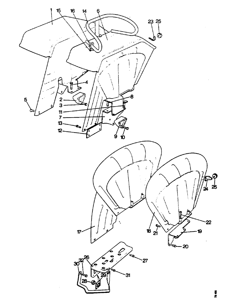 Схема запчастей Case IH 1212 - (L44) - CHASSIS, FENDERS & FRAME PLATFORMS, 1210 & 1212 TRACS, TRACS NOT FITTED W/ REINFORCED FULL FENDERS (12) - CHASSIS