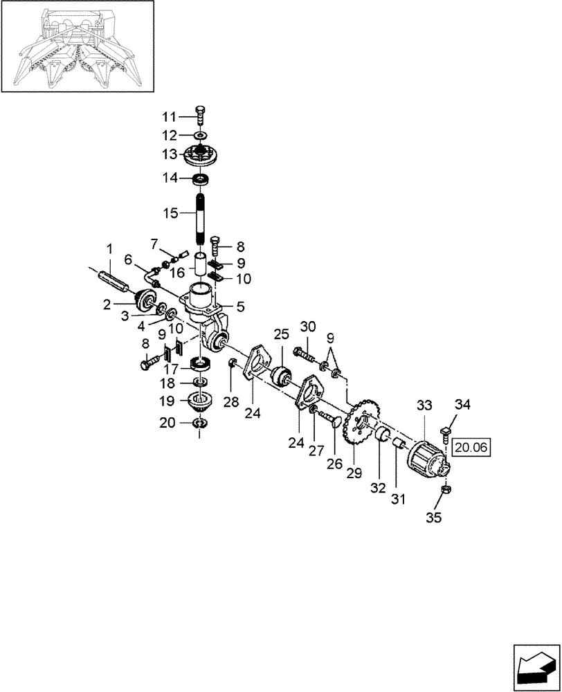 Схема запчастей Case IH HDX3R - (20.13) - GATHERING CHAIN, DRIVE (58) - ATTACHMENTS/HEADERS
