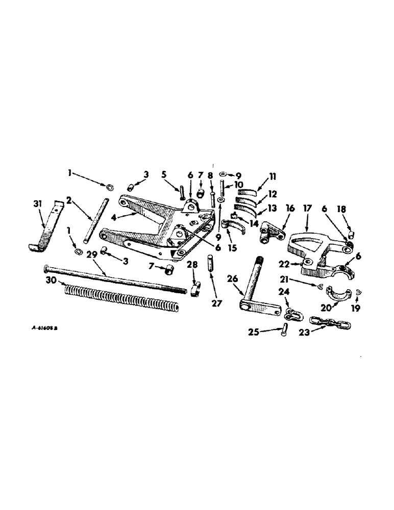 Схема запчастей Case IH 3110 - (N-04) - COUPLING BAR, SHOE HINGE AND BALANCING SPRING 