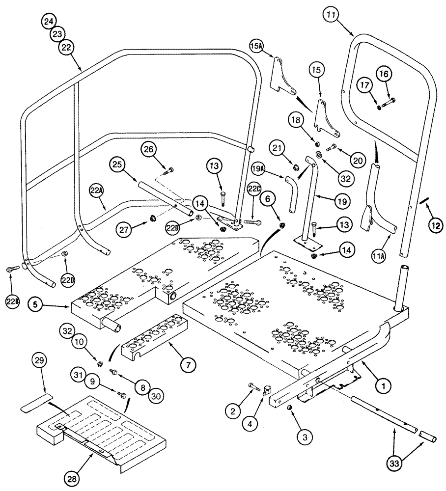 Схема запчастей Case IH 2555 - (09F-15) - PLATFORM AND HANDRAILS (12) - CHASSIS