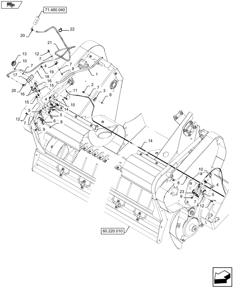 Схема запчастей Case IH LB324P - (71.480.030) - AUTOMATIC OILING (71) - LUBRICATION SYSTEM