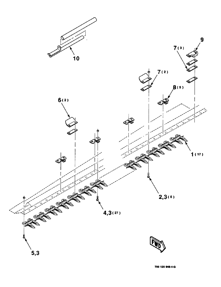 Схема запчастей Case IH 8830 - (5-22) - GUARD ASSEMBLY, RIGHT, 18 FOOT ONLY (58) - ATTACHMENTS/HEADERS