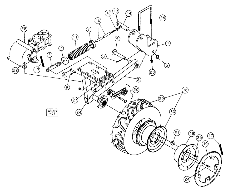 Схема запчастей Case IH NPX5300 - (75.200.17) - TOOL BAR MOUNTED GROUND DRIVE (09) - CHASSIS/ATTACHMENTS