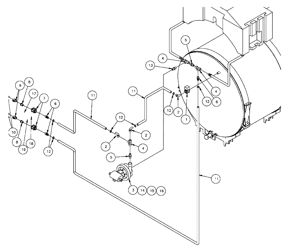 Схема запчастей Case IH FLX610 - (05-018) - WASH DOWN PLUMBING, INTERNAL Liquid Plumbing
