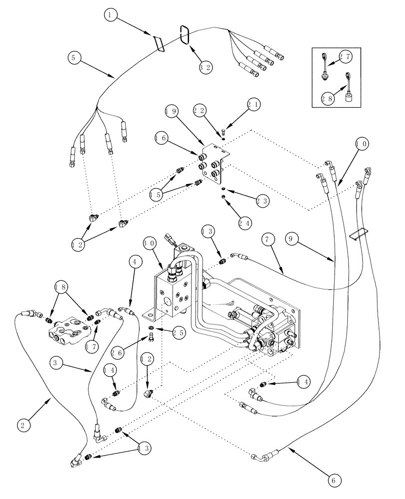 Схема запчастей Case IH L655 - (08-22) - HYDRAULICS EXTERNAL VALVE 2 Function With Self Leveling (08) - HYDRAULICS