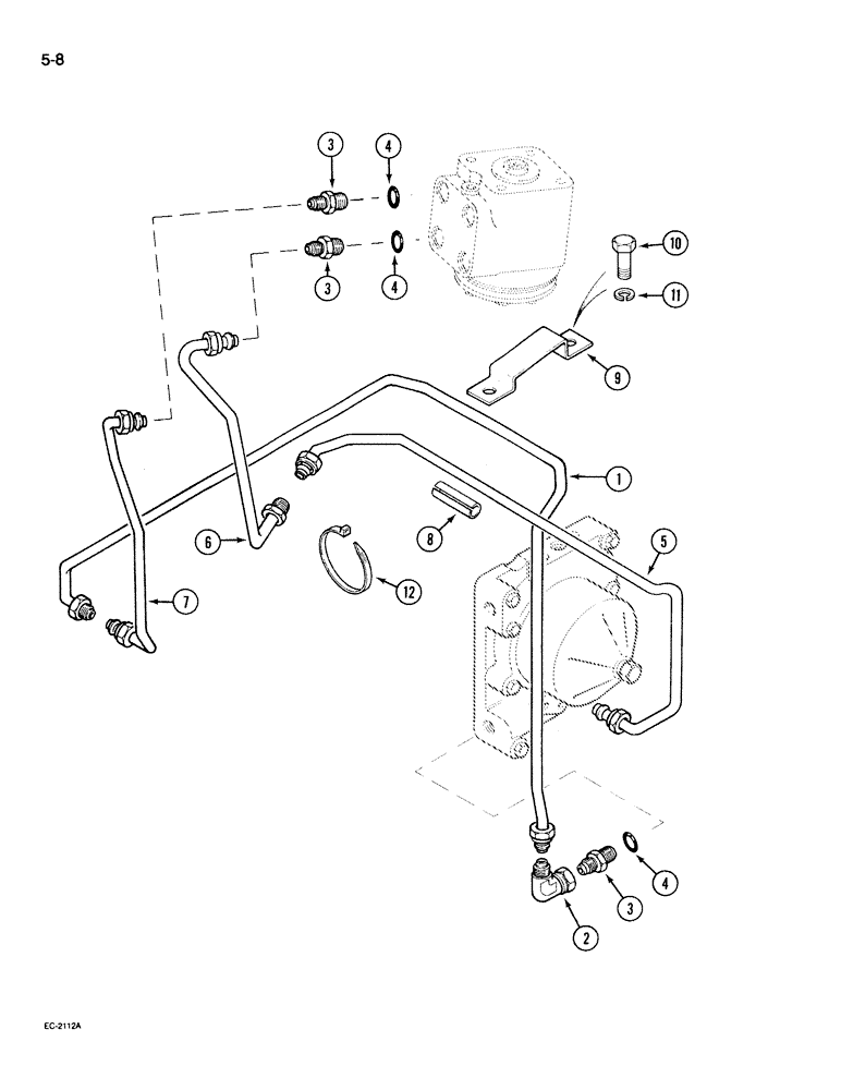 Схема запчастей Case IH 395 - (5-008) - POWER STEERING TUBES, REAR, WITHOUT 2 SPEED POWER SHIFT, 2 WHEEL DRIVE TRACTOR (05) - STEERING