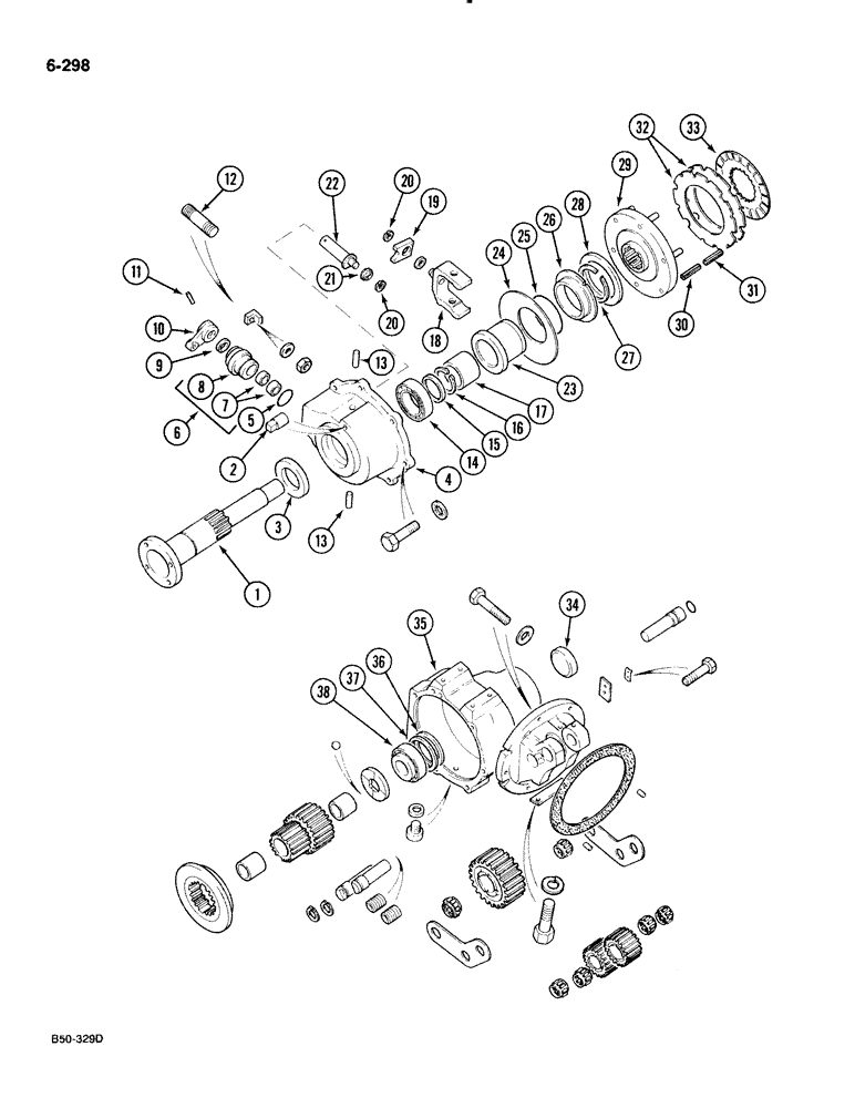 Схема запчастей Case IH 885 - (6-298) - P.T.O. CLUTCH AND DRIVE (06) - POWER TRAIN