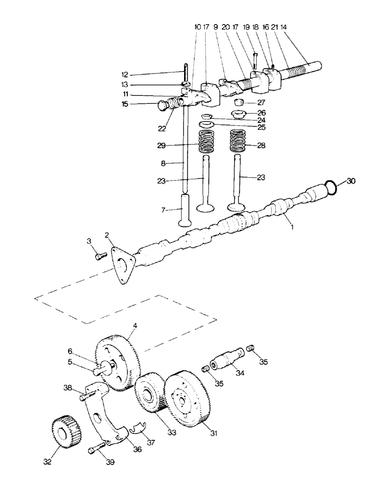 Схема запчастей Case IH 995 - (A04-1) - ENGINE, VALVE MECHANISM AND TIMING GEARS (01) - ENGINE