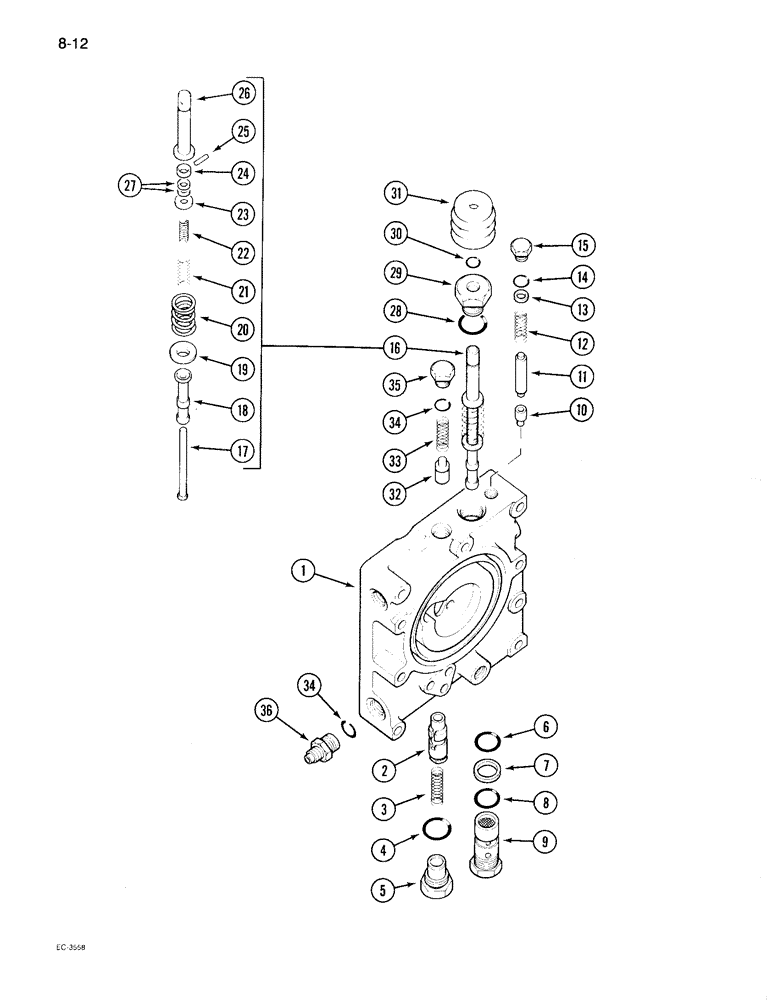Схема запчастей Case IH 895 - (8-12) - HYDRAULIC POWER SUPPLY, MULTIPLE CONTROL VALVE (08) - HYDRAULICS