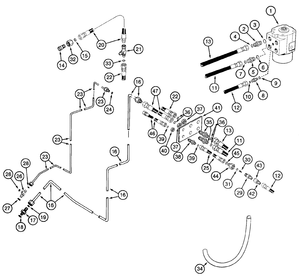 Схема запчастей Case IH 2155 - (5-04) - POWER STEERING SYSTEM, SUPPLY AND RETURN (04) - STEERING