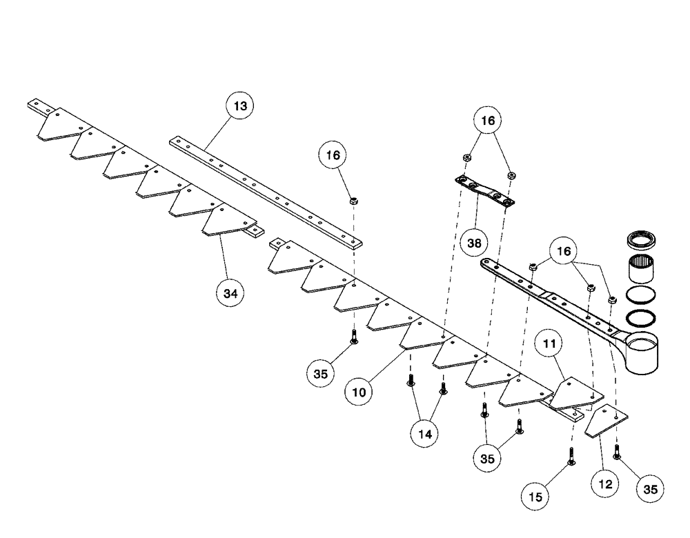Схема запчастей Case IH 1052 - (09-18A) - KNIFE ASSEMBLY - 25.0, 30.0 AND 36.0 FOOT HEADER, FINE SICKLES (09) - CHASSIS