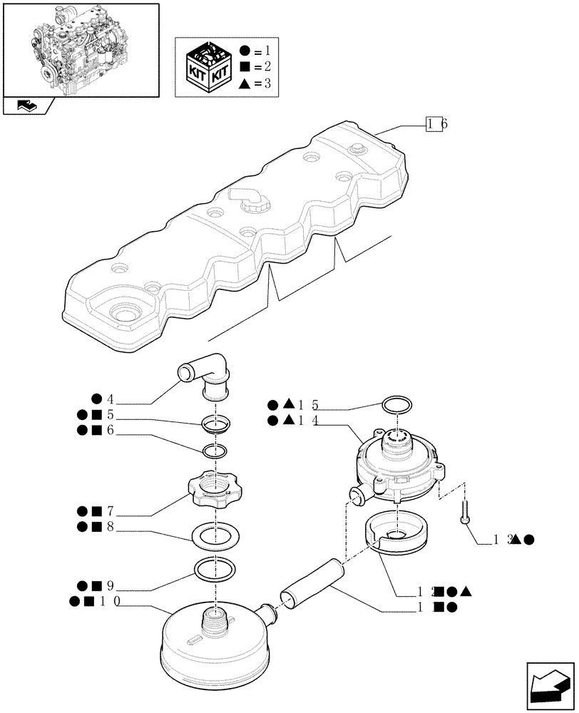 Схема запчастей Case IH PUMA 125 - (0.06.3/ A) - CYLINDER HEAD COVERS (01) - ENGINE