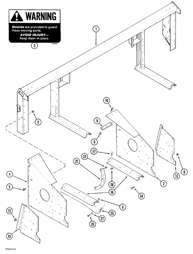 Схема запчастей Case IH 1015 - (9-002) - UPPER MAIN FRAME, CENTER DISCHARGE (58) - ATTACHMENTS/HEADERS