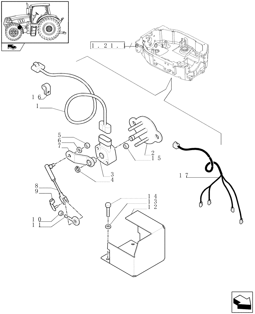Схема запчастей Case IH PUMA 125 - (1.75.0/17) - (CL.3) SUSPENDED FRONT AXLE - SENSOR AND RELATED PARTS (VAR.330414-330427) (06) - ELECTRICAL SYSTEMS