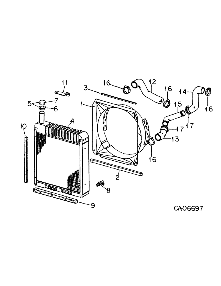 Схема запчастей Case IH 886 - (06-06) - COOLING, RADIATOR AND CONNECTIONS, 786 TRACTORS, 886 WITH D-358 ENGINES Cooling