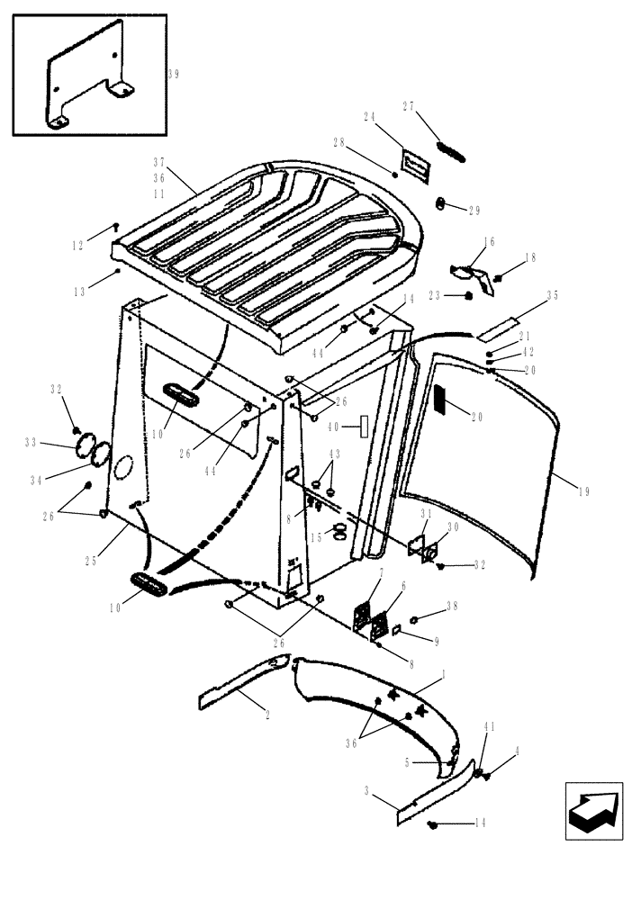 Схема запчастей Case IH 6130 - (90.150.01) - CAB - FRAME AND WINDSHIELD (90) - PLATFORM, CAB, BODYWORK AND DECALS