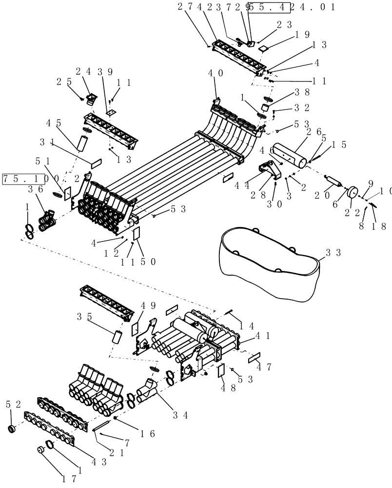 Схема запчастей Case IH 3580 - (75.100.23) - CENTER MANIFOLD (75) - SOIL PREPARATION