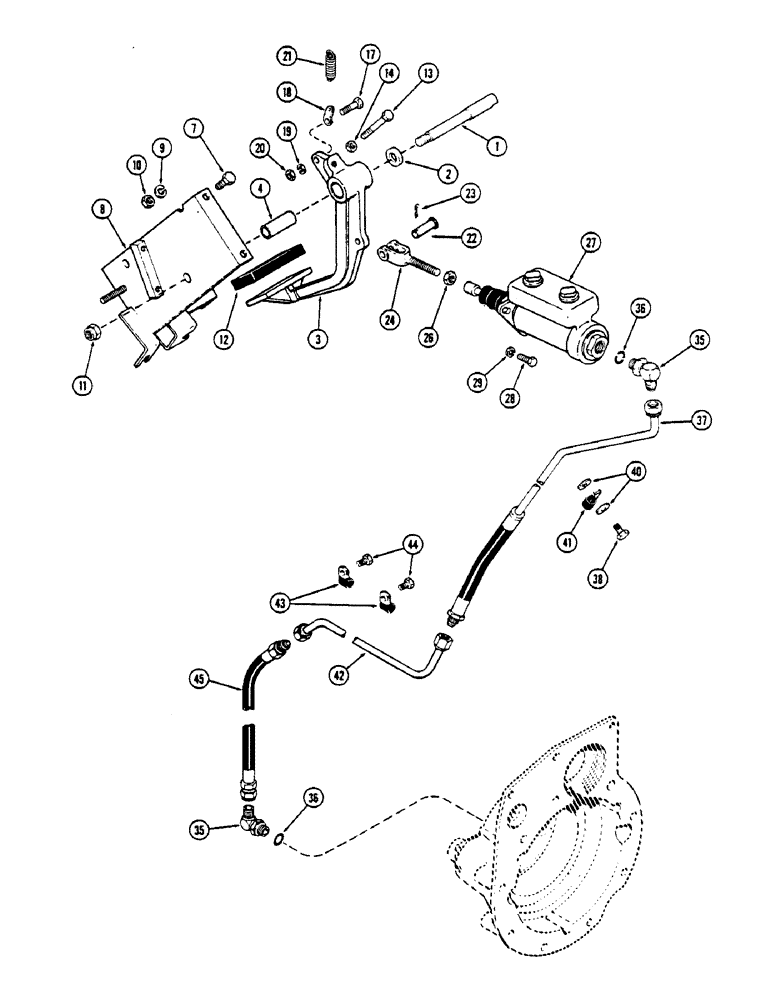 Схема запчастей Case IH 2670 - (256) - BRAKE PEDAL, MASTER CYLINDER AND HYDRAULIC BRAKE TUBES (07) - BRAKES