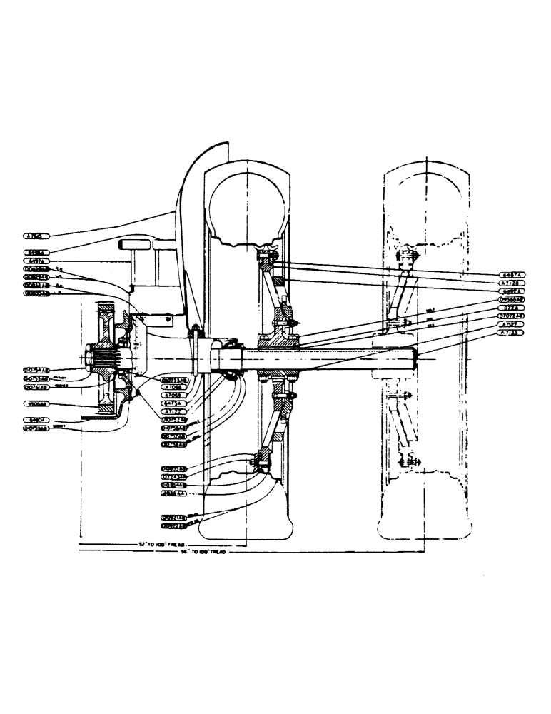 Схема запчастей Case IH 400-SERIES - (129) - SPECIAL LONG REAR AXLE AND WHEEL ASSEMBLY, FOR GENERAL PURPOSE TRACTORS (06) - POWER TRAIN