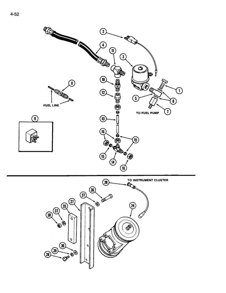 Схема запчастей Case IH 3594 - (4-052) - ENGINE AUTOMATIC SHUTOFF KIT (04) - ELECTRICAL SYSTEMS