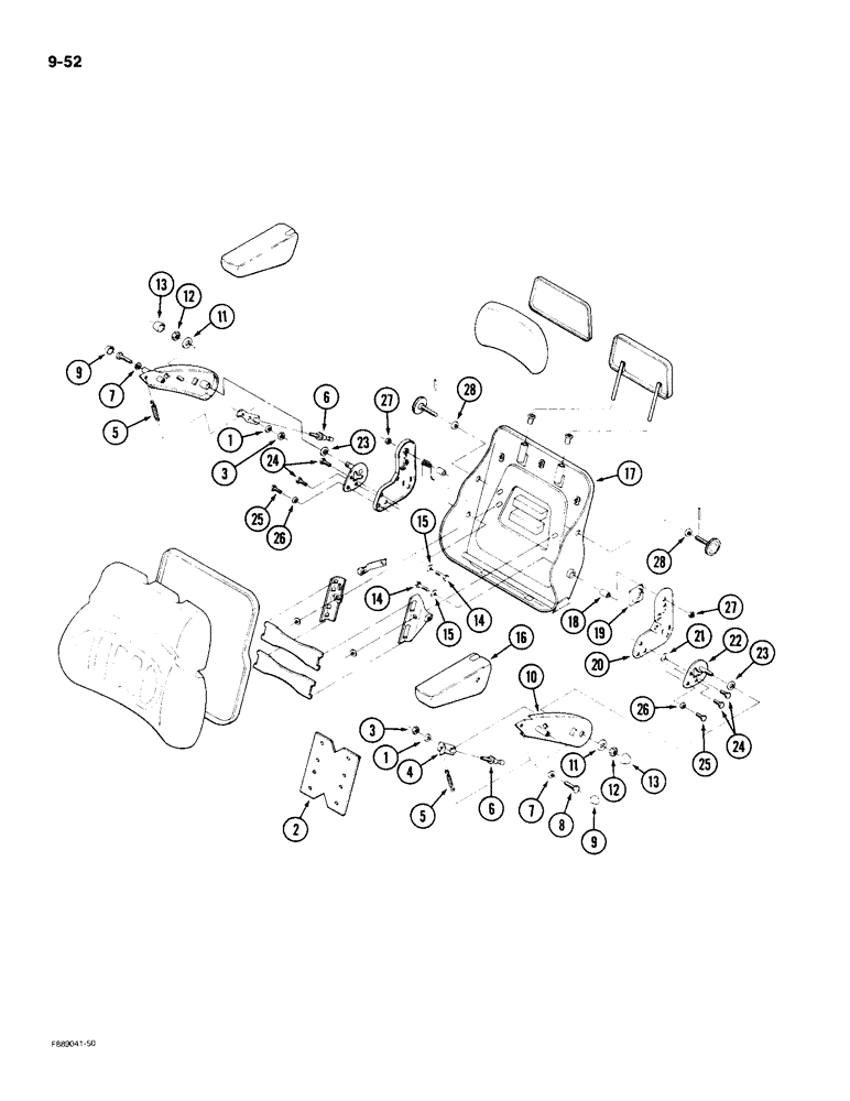 Схема запчастей Case IH 9190 - (9-52) - SEAT, AIR SUSPENSION, CAB (CONTD) (09) - CHASSIS/ATTACHMENTS