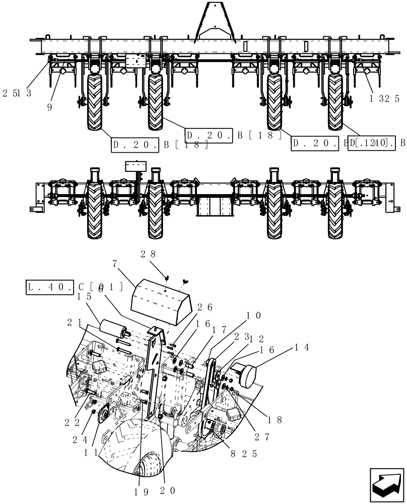 Схема запчастей Case IH 1200 - (D.13.B[10]) - DRIVE SYSTEM - 6R AND 8R RIGID TRAILING VR (BSN CBJ022936) D - Travel