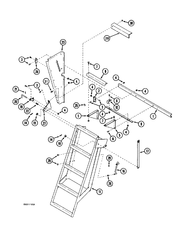 Схема запчастей Case IH 1688 - (9H-14) - SERVICE LADDER (12) - CHASSIS