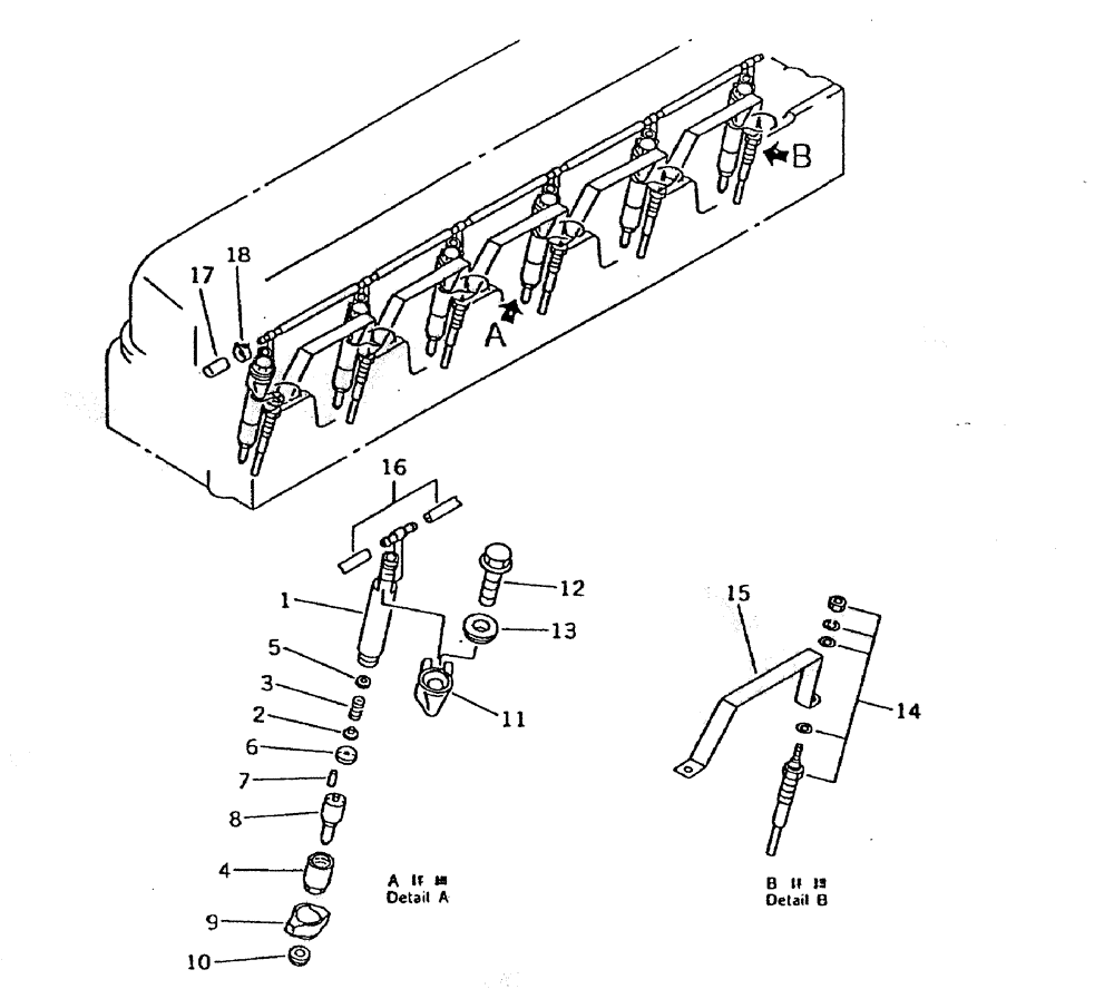Схема запчастей Case IH 7000 - (C01-33) - FUEL NOZZLE AND SPILL PIPE (KOMATSU) Engine & Engine Attachments