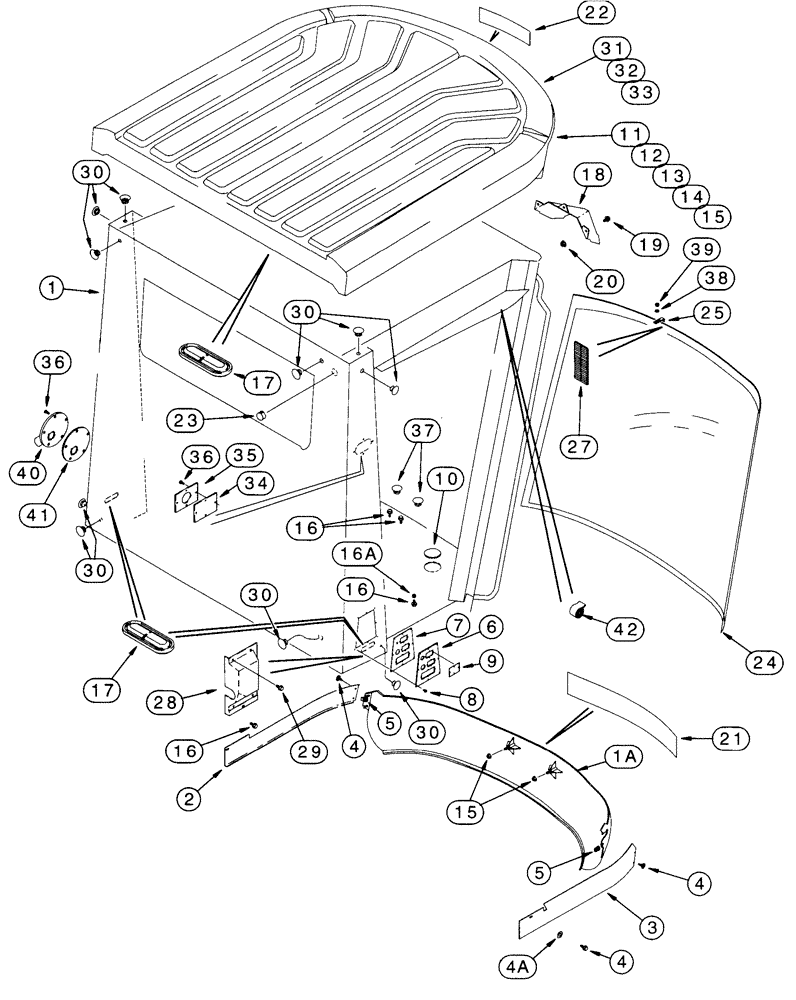 Схема запчастей Case IH 2555 - (09E-01) - CAB - FRAME AND WINDSHIELD (10) - CAB & AIR CONDITIONING