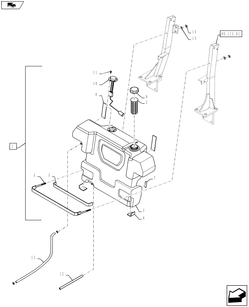 Схема запчастей Case IH FARMALL 50B - (10.216.01) - FUEL TANK (10) - ENGINE