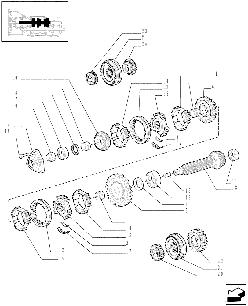 Схема запчастей Case IH JX90 - (1.28.1/03[02]) - (VAR.319) 12X12 (40KM/H) TRANSMISSION W/INSIDE AXLE FRONT BRAKE AND LIMITED SLIP - SHAFTS AND GEARS (03) - TRANSMISSION
