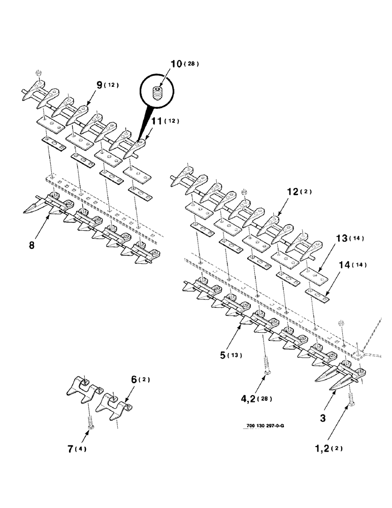 Схема запчастей Case IH 8340 - (9-06) - 7 STUB GUARD KIT, ADJ STUB ON STUB GUARD, 700130297 ADJ. STUB GUARD KIT COMPLETE (88) - ACCESSORIES