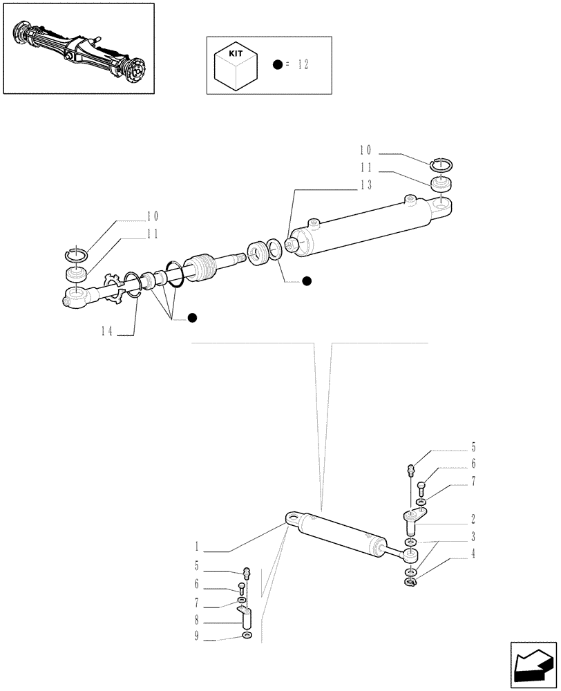 Схема запчастей Case IH JX90 - (1.40. 7/08[02]) - (VAR.539) CLASS 2 FRONT AXLE WITH 2ND STEERING CYLYNDER & LIMITED SLIP (3OKM/H)- POWER STEER. CYLIN. (04) - FRONT AXLE & STEERING