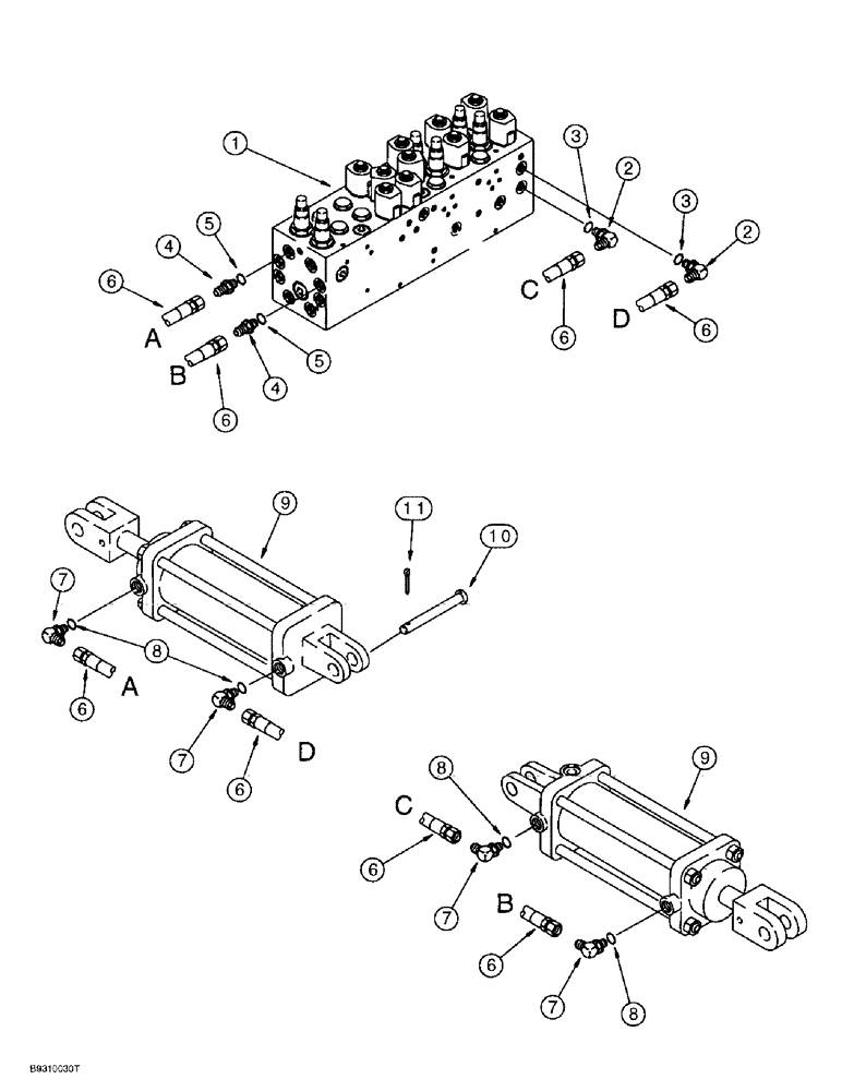 Схема запчастей Case IH 955 - (8-086) - HYDRAULIC FOLD SYSTEM, W/ VICKERS CONTROL VALVE, 24 ROW FRONT FOLD PLANTERS BUILT UP TO AUG 97 PRIOR (08) - HYDRAULICS