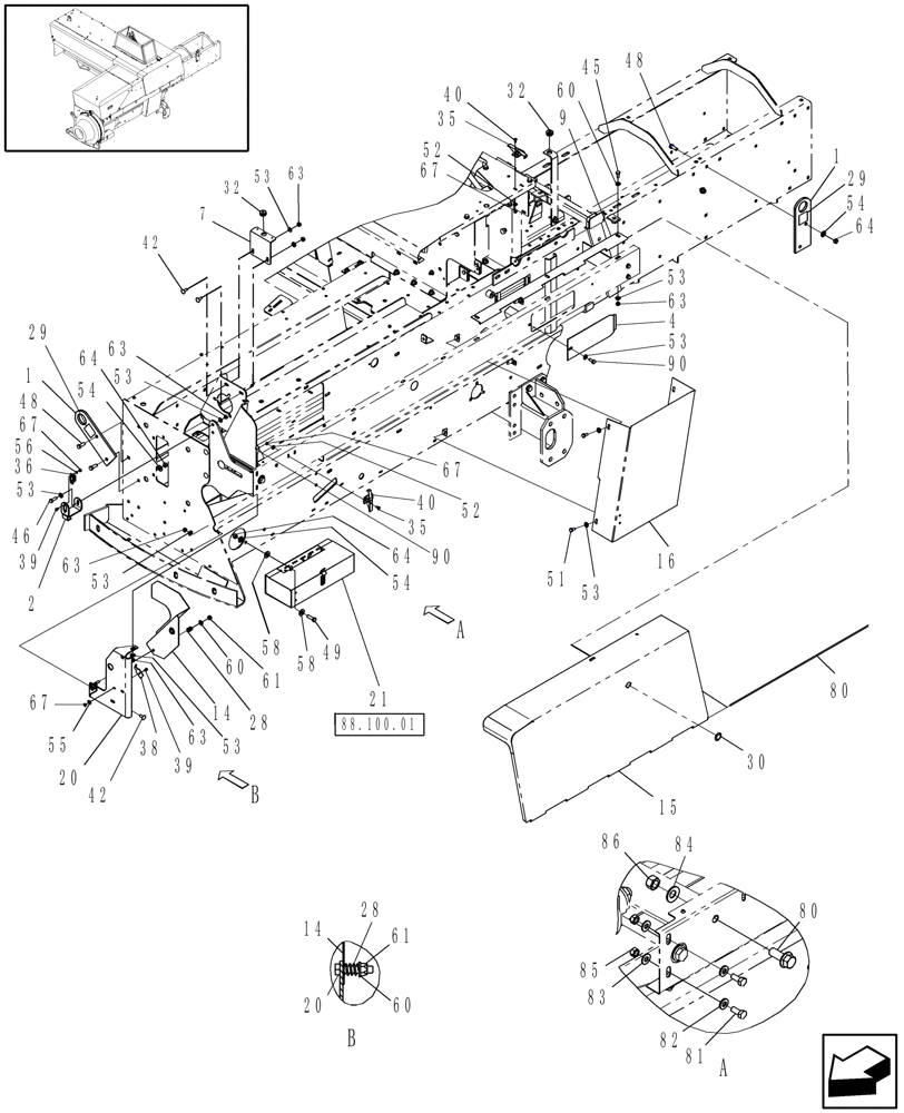 Схема запчастей Case IH SB531 - (90.105.51) - SHIELDS, LH, SB531 AUSTRALIA (90) - PLATFORM, CAB, BODYWORK AND DECALS