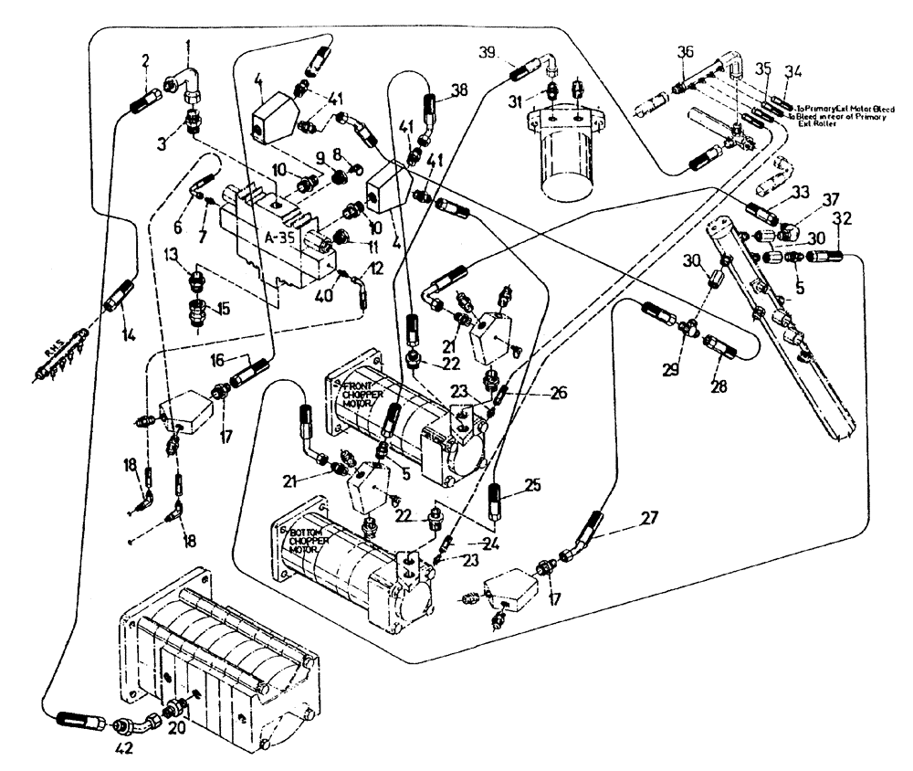 Схема запчастей Case IH 7700 - (B05[40]) - HYDRAULIC CIRCUIT, ROTARY CHOPPERS, UP TO AND INCLUDING SERIAL # 7659 Hydraulic Components & Circuits