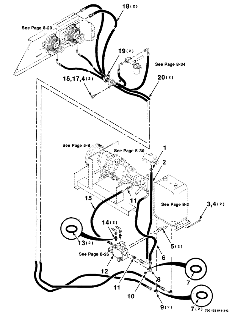 Схема запчастей Case IH 8825 - (08-16) - HEADER HYDRAULIC PUMPS, SUCTION & RETURN ASSEMBLY, 8825 ONLY (08) - HYDRAULICS