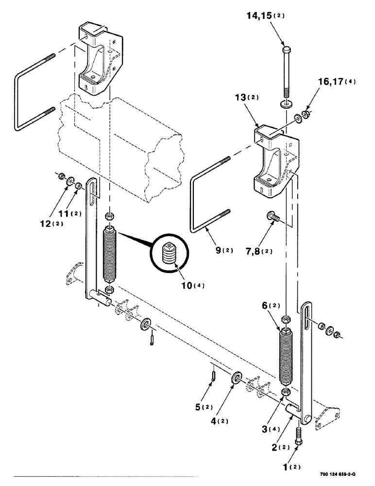 Схема запчастей Case IH 8830 - (9-030) - HAY CONDITIONER FLOTATION SPRING ASSEMBLY (58) - ATTACHMENTS/HEADERS