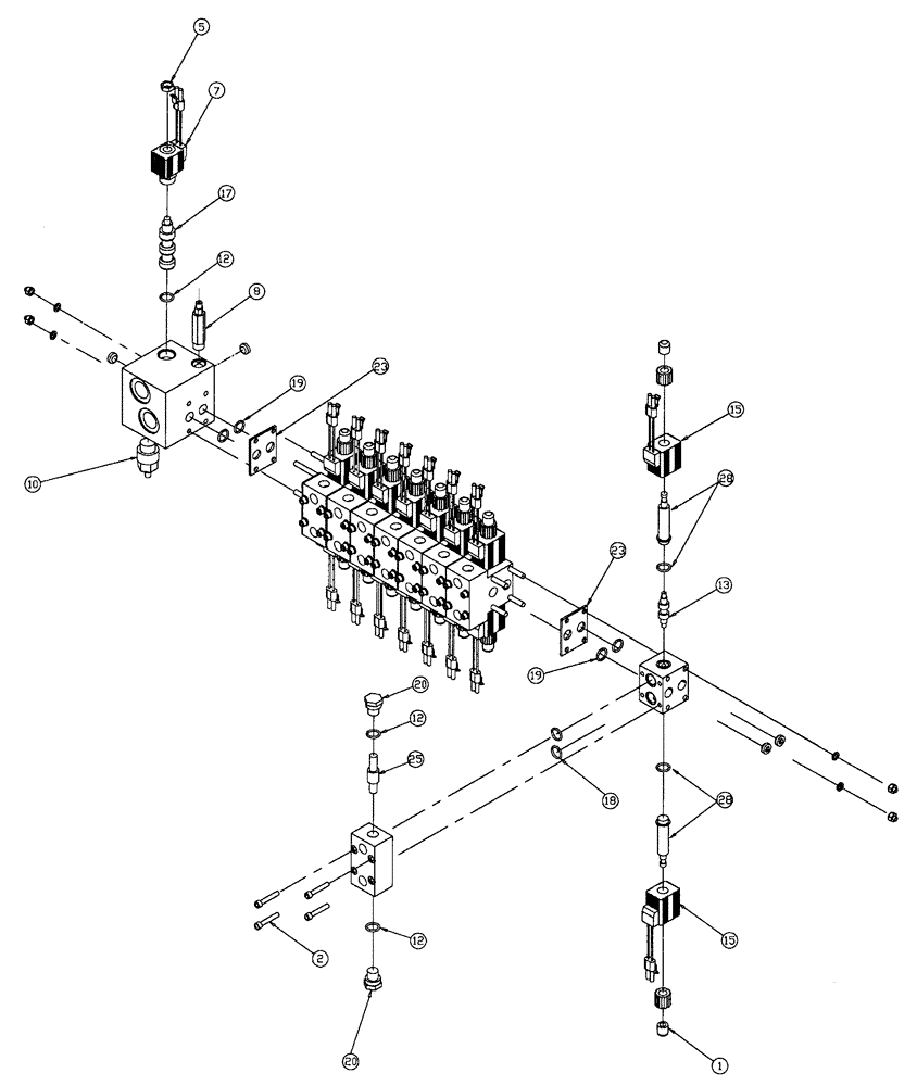 Схема запчастей Case IH 438 - (07-014) - VALVE-WATERMAN 8 BANK, DOUBLE BIN W/AUGER & TRIPLE BIN Hydraulic Components
