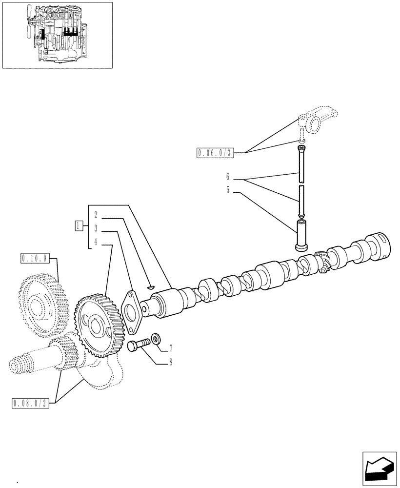 Схема запчастей Case IH JX95 - (0.12.0/02) - CAMSHAFT (01) - ENGINE