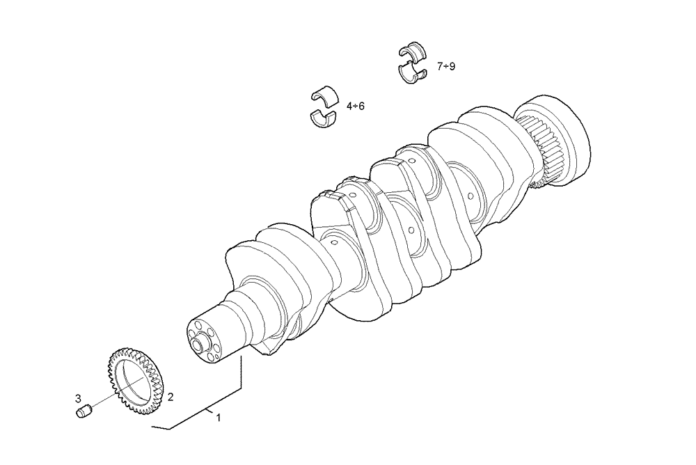 Схема запчастей Case IH F4BE0454G D600 - (0801.014) - CRANK SHAFT 