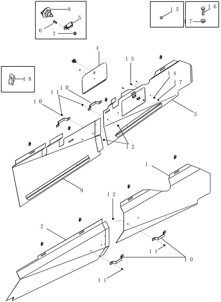 Схема запчастей Case IH CPX610 - (09F-03) - SHIELDS, SIDE (12) - CHASSIS