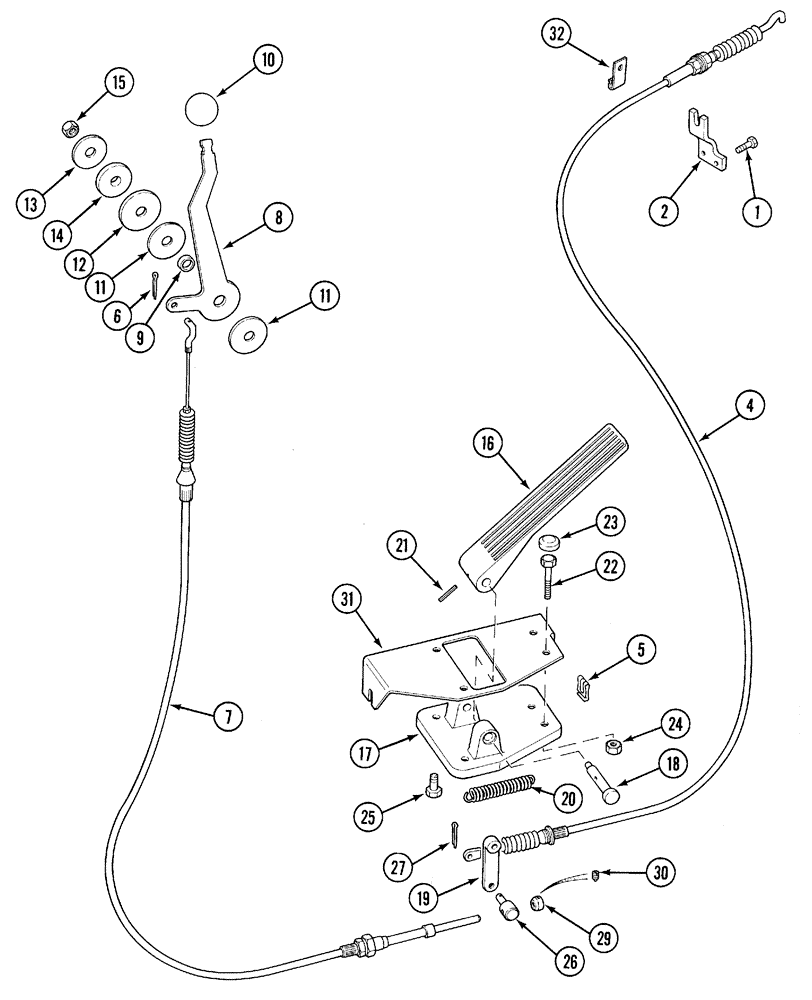 Схема запчастей Case IH 5220 - (3-08) - THROTTLE, HAND LEVER AND FOOT PEDAL (03) - FUEL SYSTEM