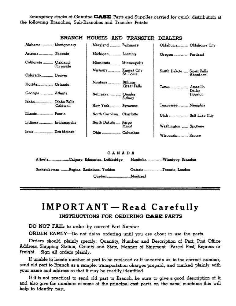 Схема запчастей Case IH 602 - (002) - SELL GENUINE CASE PARTS 