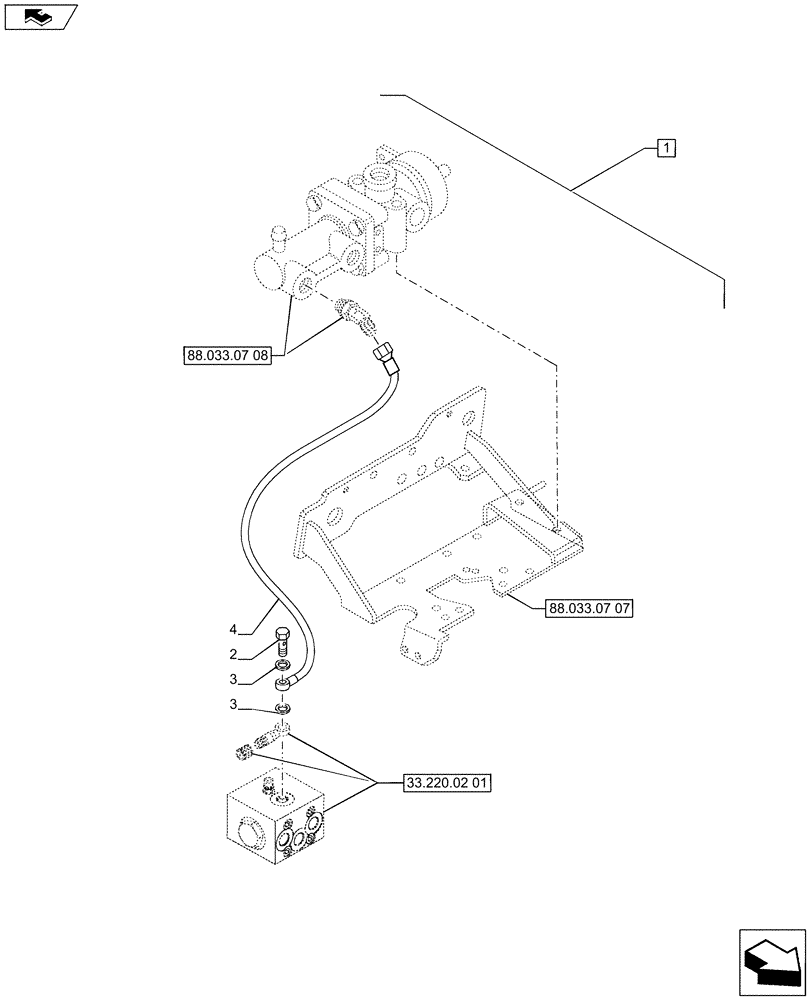 Схема запчастей Case IH PUMA 200 - (88.033.07[04]) - DIA KIT - PNEUMATIC TRAILER BRAKE (ITALY) - LOGIC VALVE DELIVERY PIPE (88) - ACCESSORIES