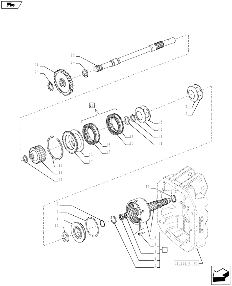 Схема запчастей Case IH PUMA 215 - (31.114.03[01]) - PTO, CLUTCH (31) - IMPLEMENT POWER TAKE OFF