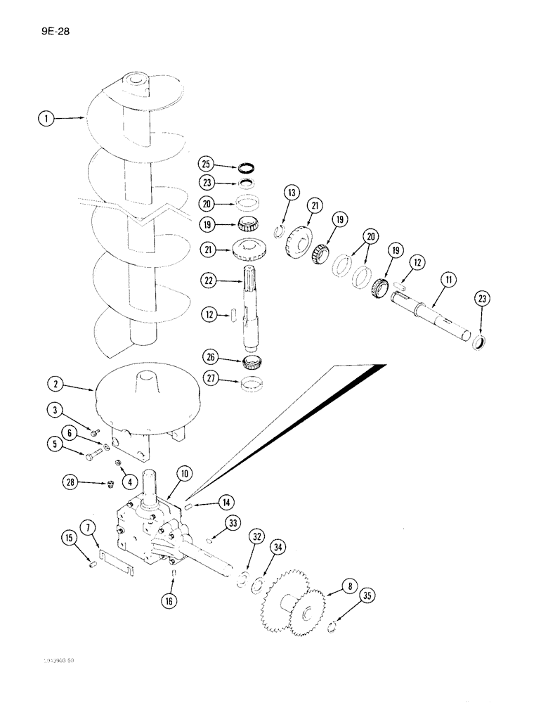 Схема запчастей Case IH 1640 - (9E-28) - LOWER GRAIN TANK UNLOADER AUGER, P.I.N. JJC0097103 AND AFTER (17) - GRAIN TANK & UNLOADER