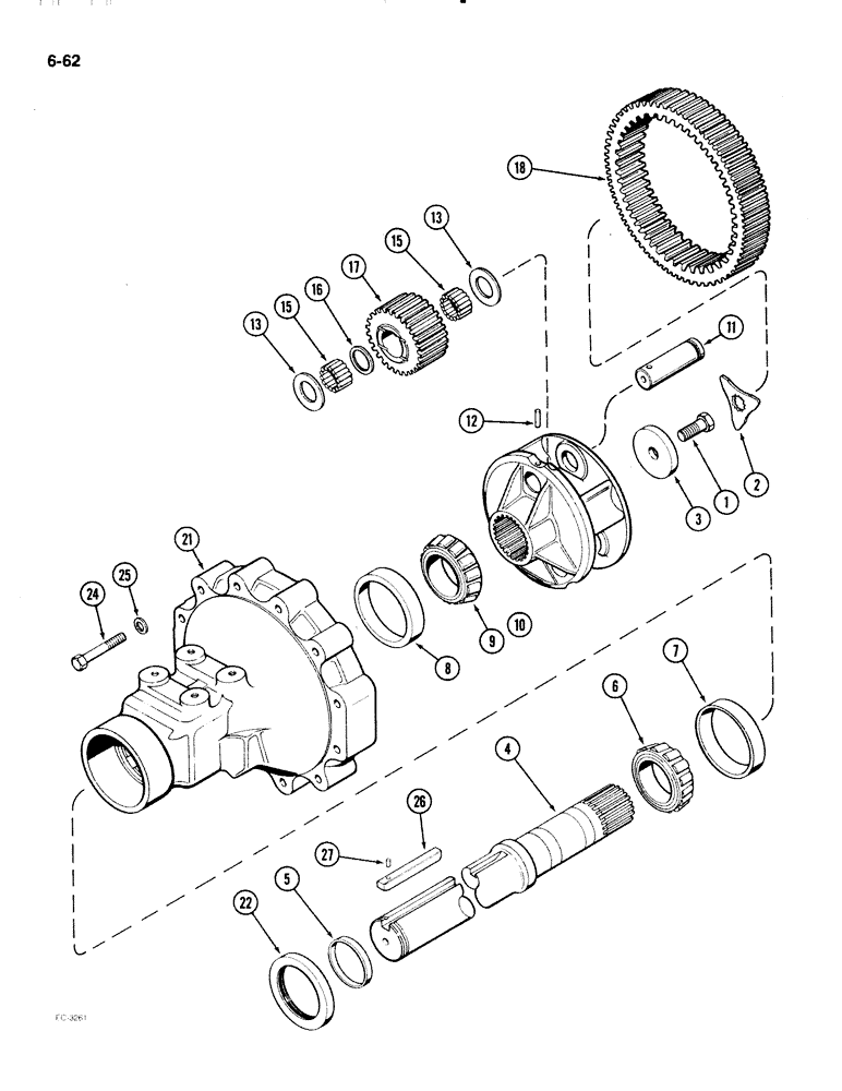 Схема запчастей Case IH 2096 - (6-062) - REAR AXLE, HOUSING AND PLANETARY GEARS, 120 INCH LONG AXLE (06) - POWER TRAIN